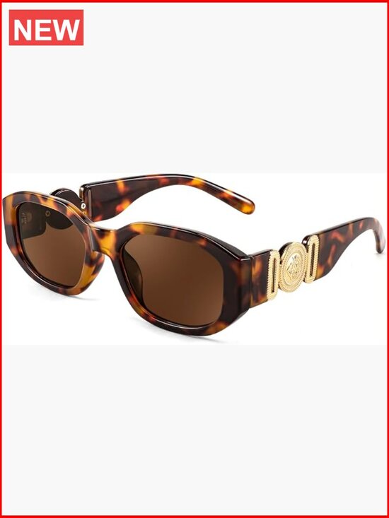 Retro 90s Small Rectangular Sunglasses with Metal Accents main image 5